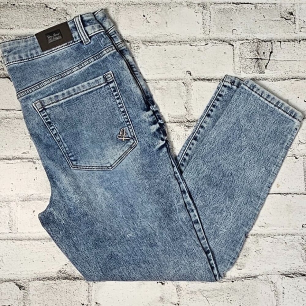 Foxy Jamie’s Mid Rise Skinny Jeans Cropped Light Wash Size 32